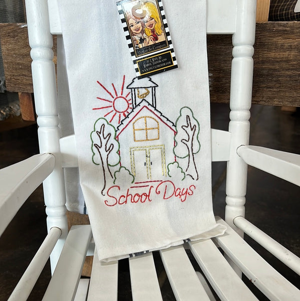 School Days Hand a embroidered Towel