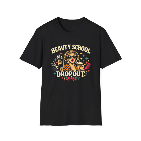 Beauty School Dropout T-Shirt, Blonde — Retro Salon Humor Tee for Hairstylists & Cosmetology Students