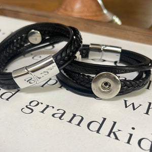 Black Braided Leatherette Magnetic Bracelet