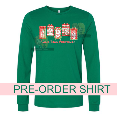 PRE-ORDER: Small Town Christmas-Zip Code Long Sleeve Crewneck T-Shirt