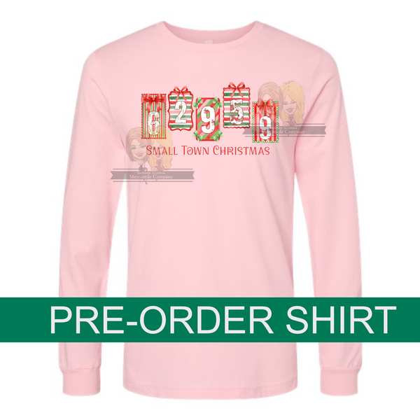 PRE-ORDER: Small Town Christmas-Zip Code Long Sleeve Crewneck T-Shirt