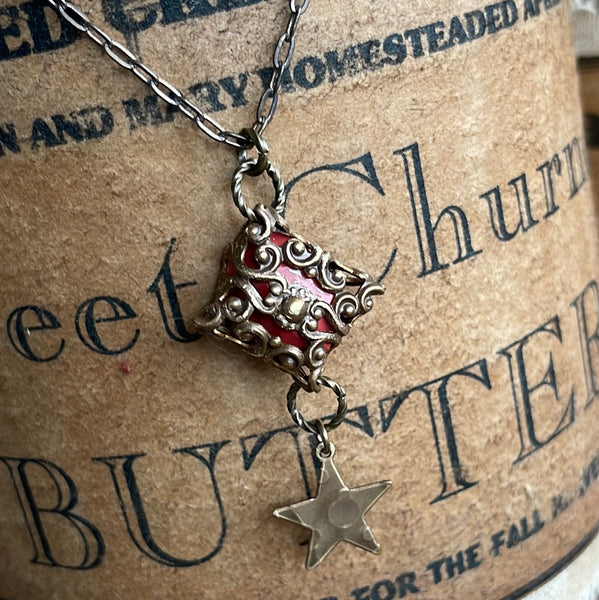 Vintage Brass Link Medallion Necklace