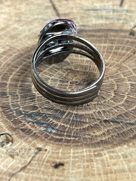 Arisan Crafted Resin Purple Pewter Adjustable Coctail Ring
