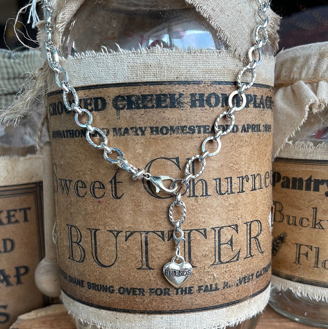 Vintage Silver Link Friend Necklace with Side Clasp