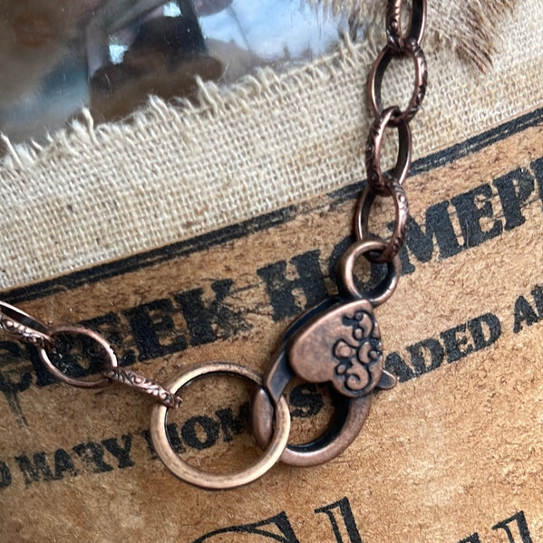 Vintage Brass Link Hammered Medallion Necklace