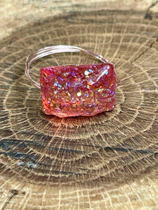 Arisan Crafted Resin Glitter Adjustable Coctail Ring