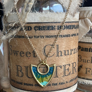 Gold Link Painted Medallion Necklace