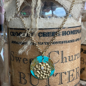 Gold Link Painted Medallion Necklace