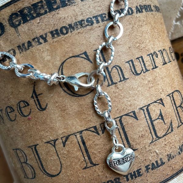 Vintage Silver Link Friend Necklace with Side Clasp