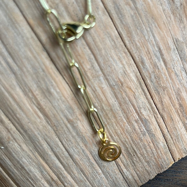Gold Link Painted Bird Necklace