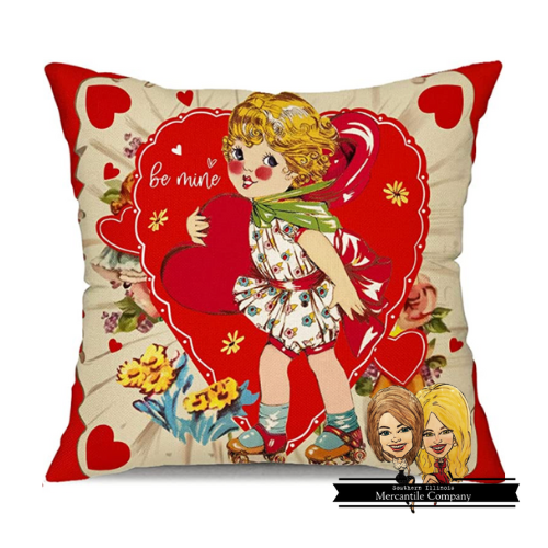 Vintage Valentine's Day Be Mine Pillow
