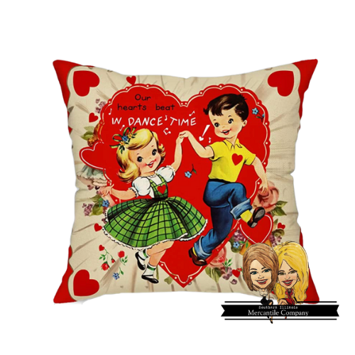 Vintage Valentine's Day Dance Time Pillow