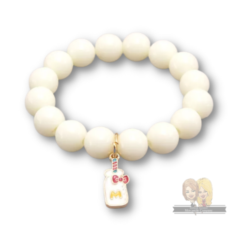 Colored Bead Bracelet w/ Charm