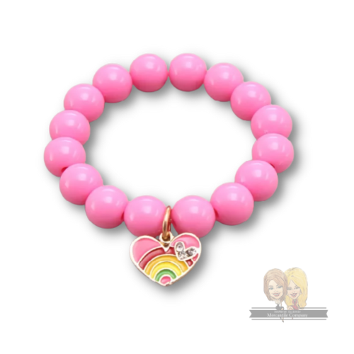 Colored Bead Bracelet w/ Charm