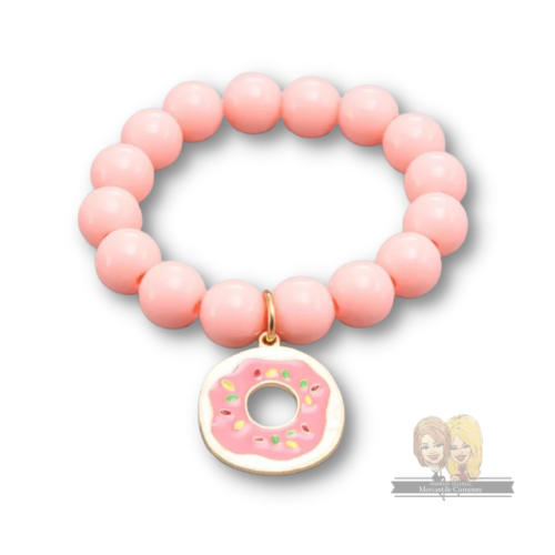 Colored Bead Bracelet w/ Charm
