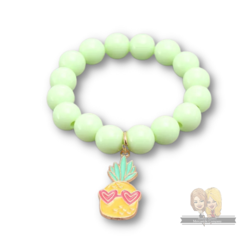 Colored Bead Bracelet w/ Charm