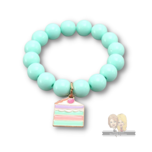 Colored Bead Bracelet w/ Charm