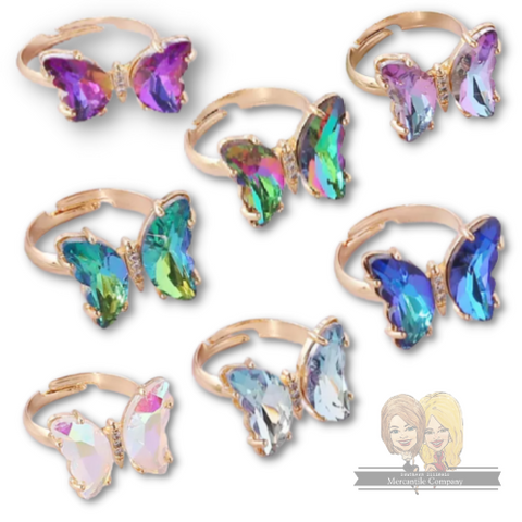 Crystal Butterfly Rings