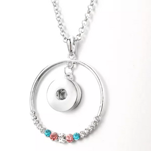 Circle Rhinestone Medallion Necklace (1S)