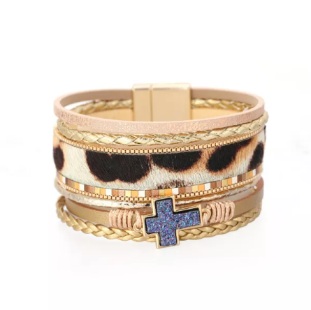 Cuff Glitter Cross Bracelet