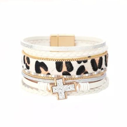 Cuff Glitter Cross Bracelet