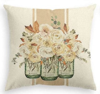 Fall Mason Jar Bouquet Decorative Pillow Cover