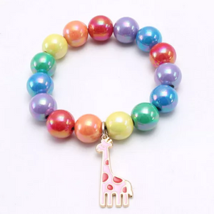 Rainbow Bead Bracelet w/ Charm