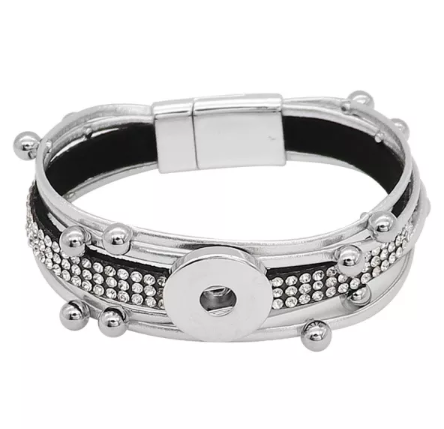 Rhinestone Beaded Snap Bracelet