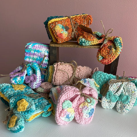 Baby Wash Cloth and Bootie Sets