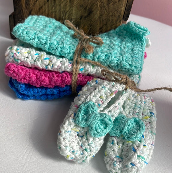 Baby Wash Cloth and Bootie Sets