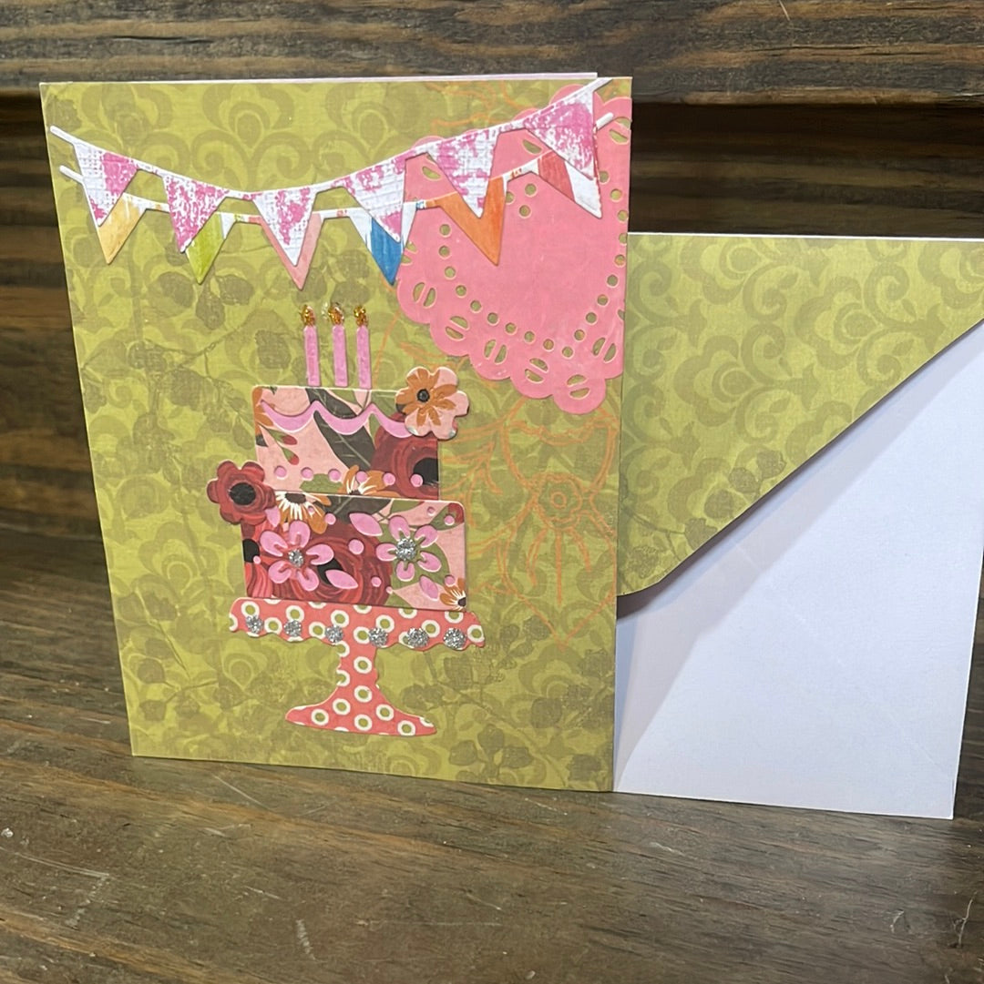Birthday cake floral Card